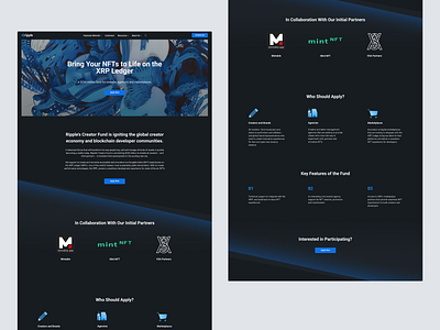 Ripple NFT Creator Fund Page Design iconography web design