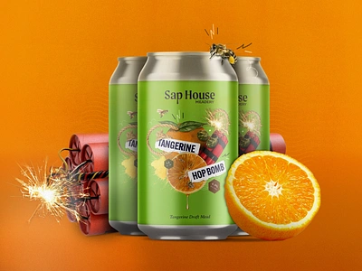 Tangerine Hop Bombs beer bomb can design cider citrus collage dynamite fruit honey orange packaging scrapbook summer tangerine