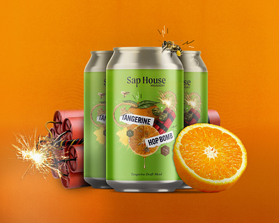 Tangerine Hop Bombs beer bomb can design cider citrus collage dynamite fruit honey orange packaging scrapbook summer tangerine