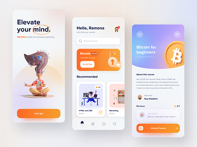 Online learning app app app design courses education figma home learning mobile mobile design mobile ui onboarding premium uxui
