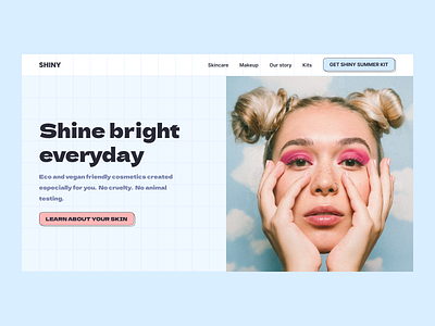 Shiny - Landing Eccomerce animation beauty cosmetics design flat hero home landing product scroll ui ux