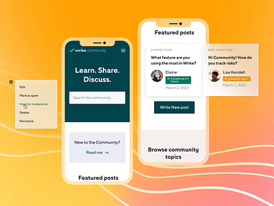 Wrike Community Posts animation community form form field mobile mobile ui web web design website wrike wrikedesign