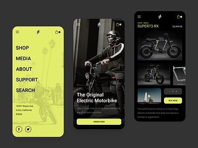 Super 73 Layout Concept | Mobile branding concept design ecommerce graphic design layout layout design mobile mobile design mobile ecommerce moto motorbike motorcycle super 73 ui ui mobile uidesign website