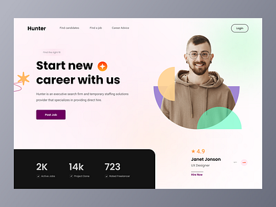 Find Candidates Web Header employee find candidates header hero hero banner hire interface job job applications job listing job seeker job wesite jobsite modern ui ux vancancy webdesign website website builder