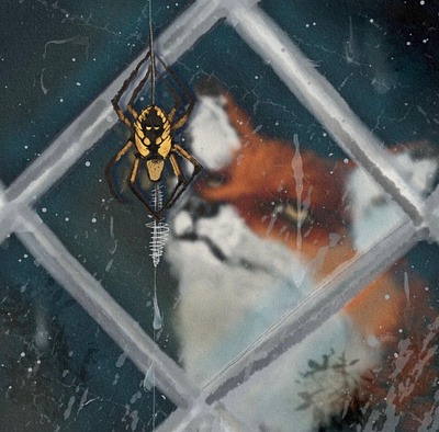Foxes artist digital art fox illustration picture book rain spider whimsical window