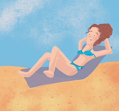 sunny day beach color fun girl happy ilustration procreate sunny vector