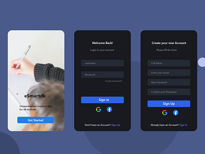 Education App app design education app login screen register page registration page signin signup ui ux