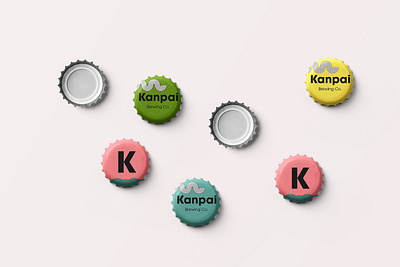 Kanpai Brewing Co Caps adobe adobe photoshop beer cap branding design graphicdesign illustrator logo