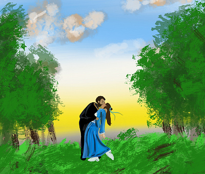 Paradise couple fun happy ilustration paradise procreate vector