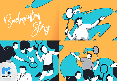 Illustration Story badminton cartoon cartoon illustration sketch