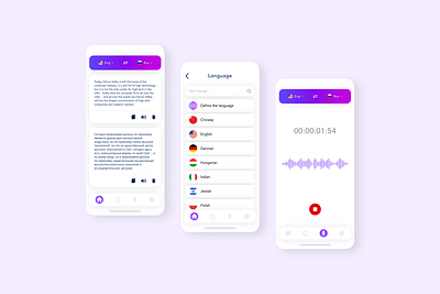 Translator app android app design gradient ios mobile product design tabbar translate translator ui ux voice