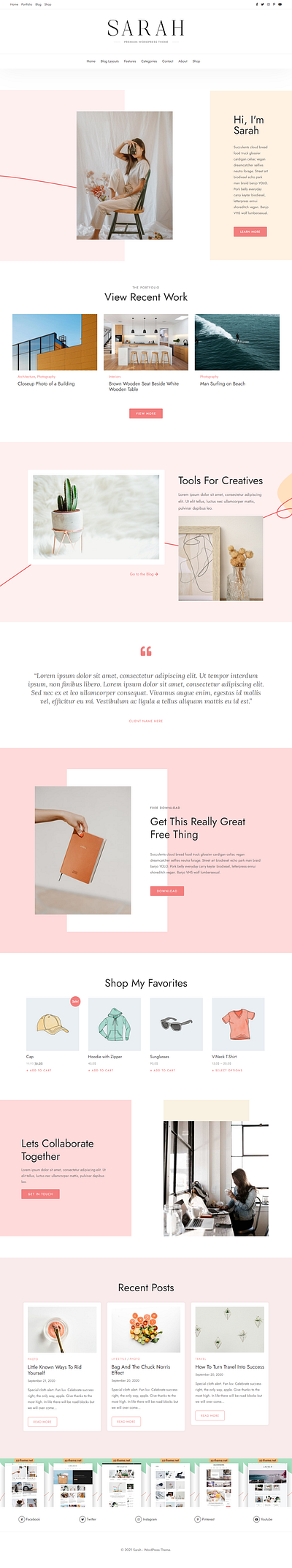 Premium WordPress Theme - Sarah blog business theme theme design web design website wordpress wordpress theme