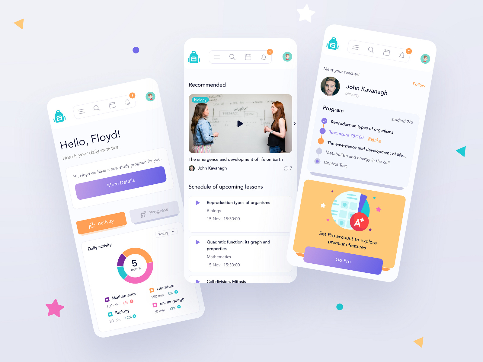 EdTech mobile dashboard - UX/UI design by Xplines Team on Dribbble