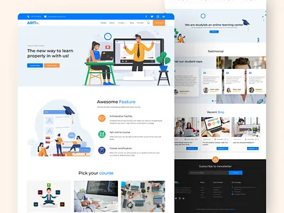 Artix Learning landing page design design landing page design learning app learning platform ui ux webdesign website design