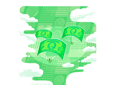 Parachuting with financial security branding illustration texture