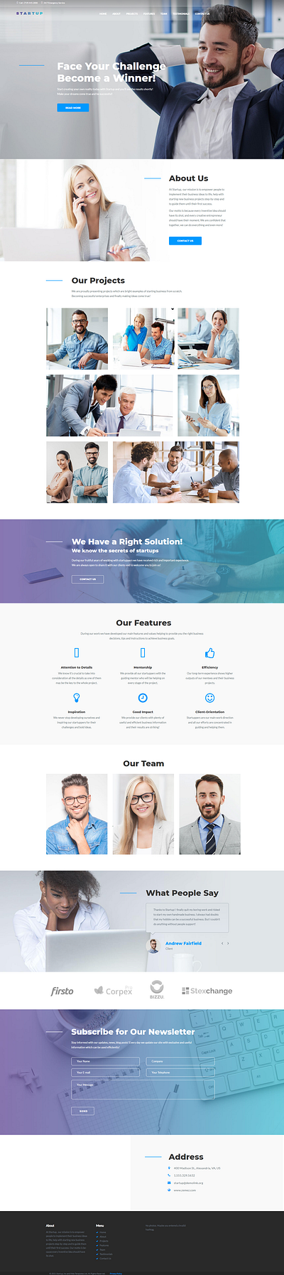 Startup - Company One Page WordPress Theme blog business theme theme design web design website wordpress wordpress theme