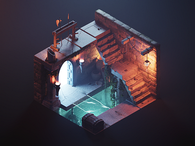 Dungeons & Dragons 3d blender diorama dnd dungeon fantasy illustration isometric medieval render