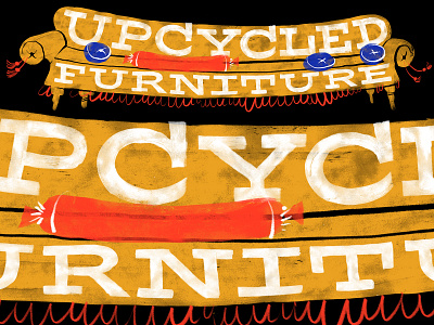 Courier Magazine June/July 2022 — Upcycled Furniture! brush couch custom type editorial illustration lettering paint painting sign painting slab serif texture toc