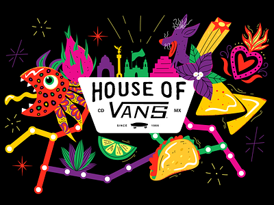 🌺 House of Vans 🌮✨ artwork branding colorful design digital illustration digitalart editorial flat design graphic design illustration illustrator vans vector illustration vetor art