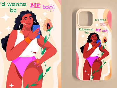Character design for phone case black body character color colorful cute design flower girl illustration love people positive power self selfie vector woman women