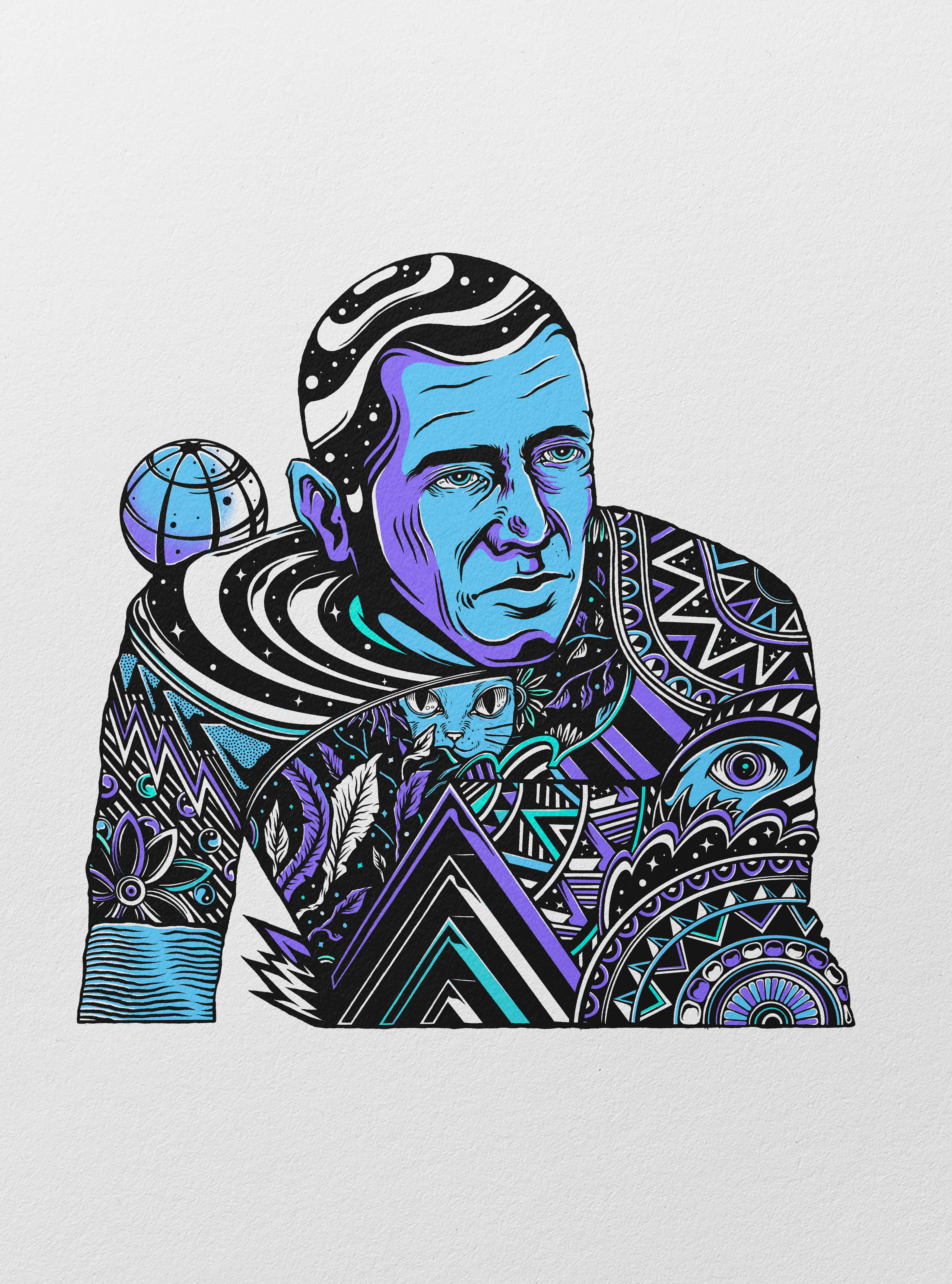 Diavolo Rosso Illustration brand branding collage craft design graphic human icon illustration letter lettering logo procreate space type typo typography universe vector world