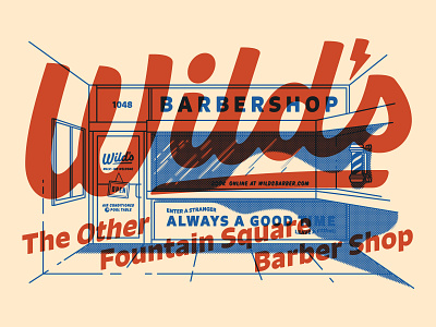 Wild's Barbershop Illustration barbershop handlettering handtype hashtaglettering lettering lightning storefront vector vectormachine vintage wilds