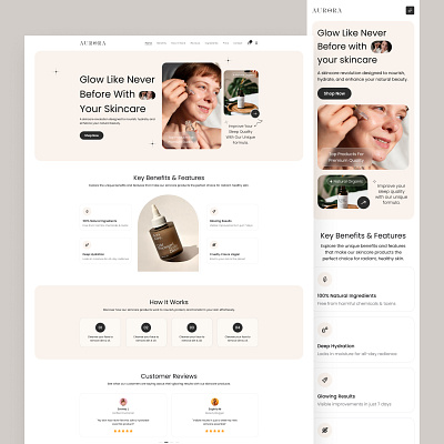 Skin care product landing page beauty landing page branding clinic commerce cosmetics figma homepage landingpage online shop online store shopify skincare ui