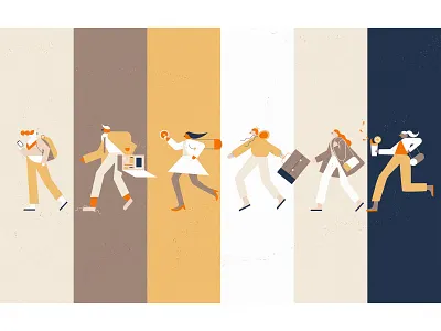 Going to work busy character design illustration morning work