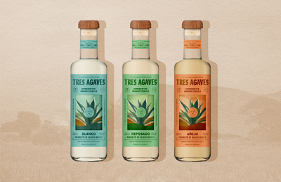 Tres Agaves - Packaging agave alcohol calm heritage illustration logo packaging spirit tequila