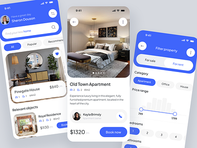 Rent New Home App apartment app building design flat ios mobile project real estate rent ui