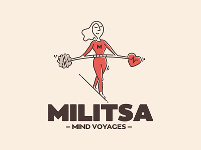 Logo for a life coach balance brain logo coach coach branding coaching coaching logo female logo heart brain heart brain balance heart logo life coach line art line drawing line illustration line logo mind voyage tightrope tightrope walking