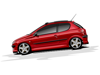 Peugeot 206 app car design drawing graphic design illustration ui ux vector website