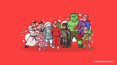 OINK GANG batman cartoon cartoon character cartoon illustration cartooning character design design hulk hypebeast illustration oink peaky blinders pig procreate robot samurai samurai jack spaceman super heroes superman