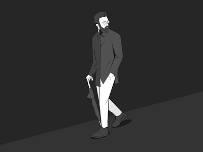 Dylan the Lord black and white clean digital hand drawn illustration illustrator minimal modern self portrait simplistic