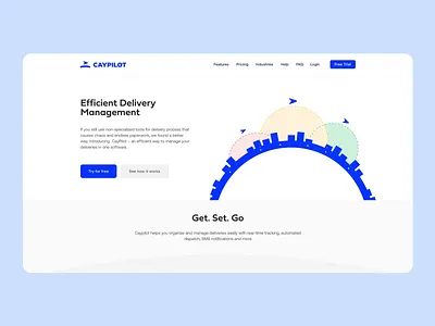 CayPilot arrow brand branding city design destination fast fly illustration location logo logo animation motion graphics rocket simple speed town