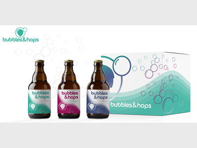 bubbles&hops branding design graphic design illustration logo minimal mockup package design packaging design packaging mockup typography