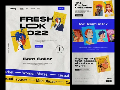 Clamby Fashion Website 2022 bestdesign colorful creative design designops fashion fashion website hader home page landing page lookbook retro trending ui uidesign ux uxdesign web design website