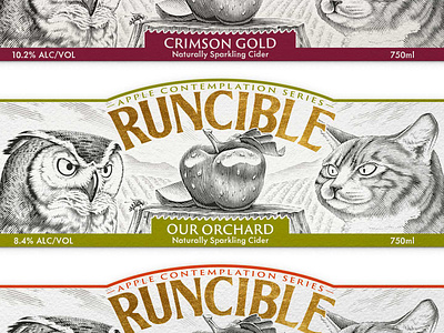 Runcible Cider—Detail animals cider cvat engraving food and beverage illustration label line art owl packaging packaging design pen and ink scratchboard