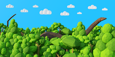 Dinosaur Life - 3D Illustration 3d 3d art blender children game art illustration kids low poly lowpoly render