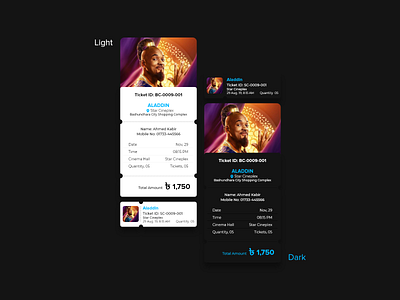 Movie Tickets UI Light & Dark Mode app design design event event tickets ticket ui ux