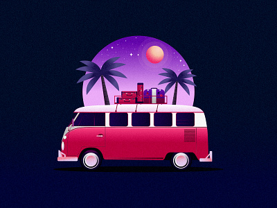 Retro Volkswagen Wanderlust Illustration affinitydesigner branding california color detail fresh gradient icon illustration illustrator logo palm retro sky texture travel ui ux vector volkswagen
