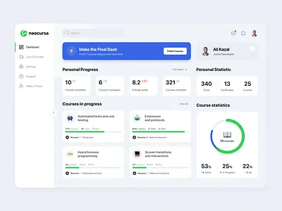 LMS Platform Dashboard design productdesign ui ux web