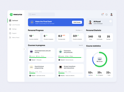 LMS Platform Dashboard design productdesign ui ux web