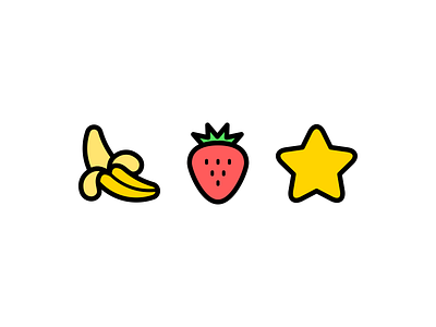 Fruit icons banana design fruit fruits icon icons illustration line linear lines minimal minimalism minimalist minimalistic star strawberry vector