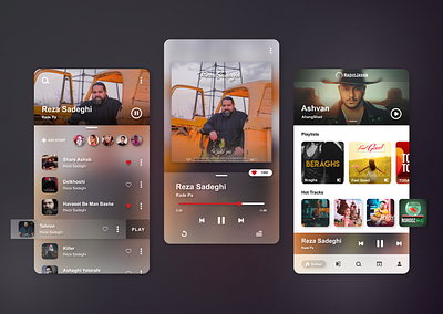 Redesign Redio Javan app branding design dribbble frame glassmorphism illustrator minimal mobile music music app online phone player product radio sound design soundcloud sounds ui ux