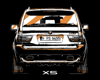 BMWX5E53Back 4x4 auto bmw car e53 graphic illustration offroad power suv terrain x5