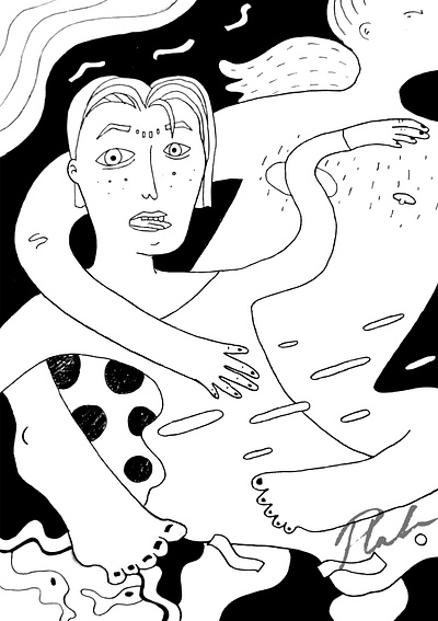 Crazy Life black boy contrast dots eyebrows face flow gesture hands illustration ink lineart nude pattern pen and ink tongue white