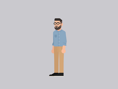 Walk Cycle Test after effects beard duik face flat geometric glasses head mustache person portrait self self portrait walk cycle