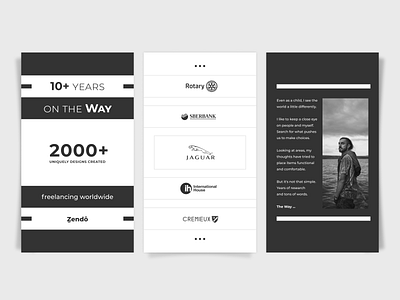 ZENdo | Portfolio → Instagram 002 bio black and white bw freelance instagram instagram stories minimal minimalistic portfolio way