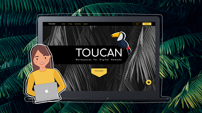 #DailyUI Landing page | Workspace Digital Nomads dailyui 003 desktop digitalnomad figma greyscale illustration landingpage photoshop toucan ui workspace